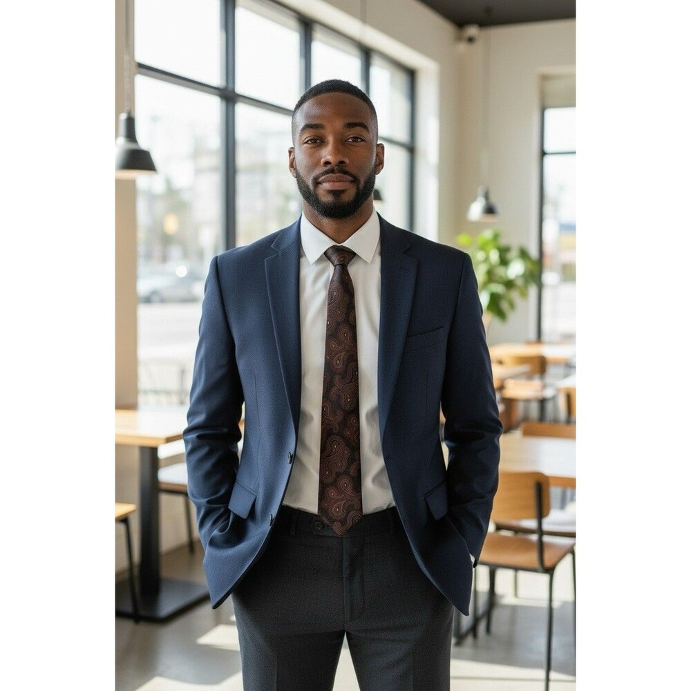 Sean John Fine Tailoring Handmade 100% Silk Brown Parsley Tie 54"